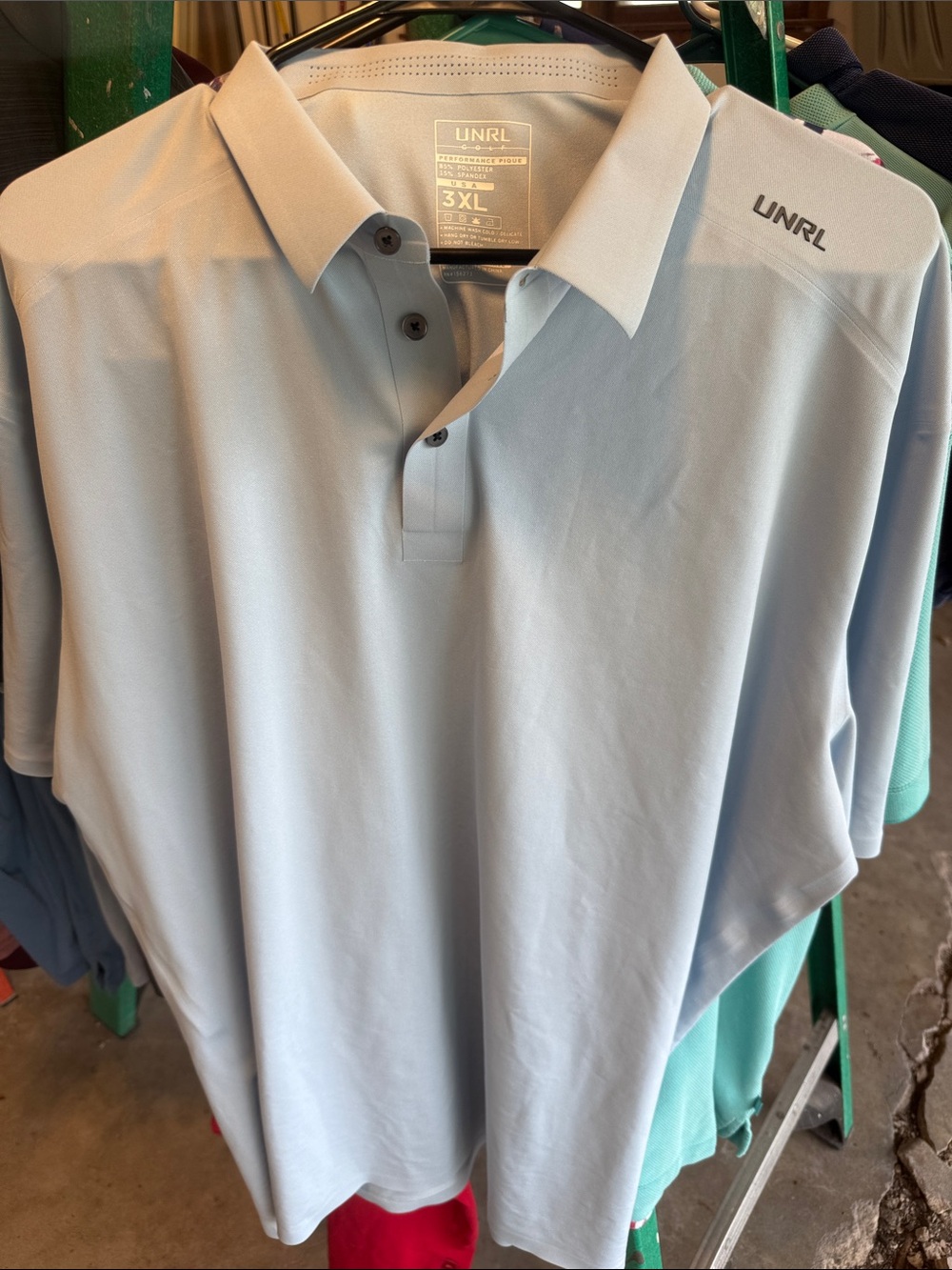 UNRL Men’s Polo Shirt in Light Blue - Performance Stretch